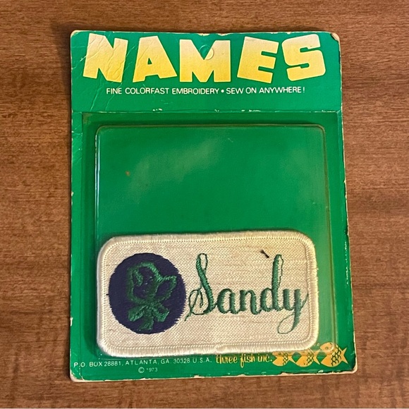 Names Other - VTG 70s SANDY Names Sew-On Colorfast Embroidered Patch Three-Fish NOS Un-Opened